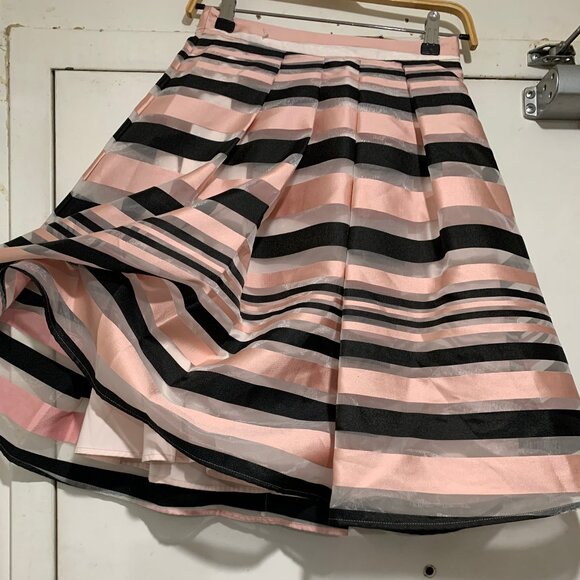PINK TARTAN MIDI SHEER STRIPE SKIRTS SIZE 2 - Picture 3 of 8